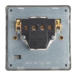 Contactum Lyric 32A 1-Gang DP Control Switch Brushed Steel  with White Inserts