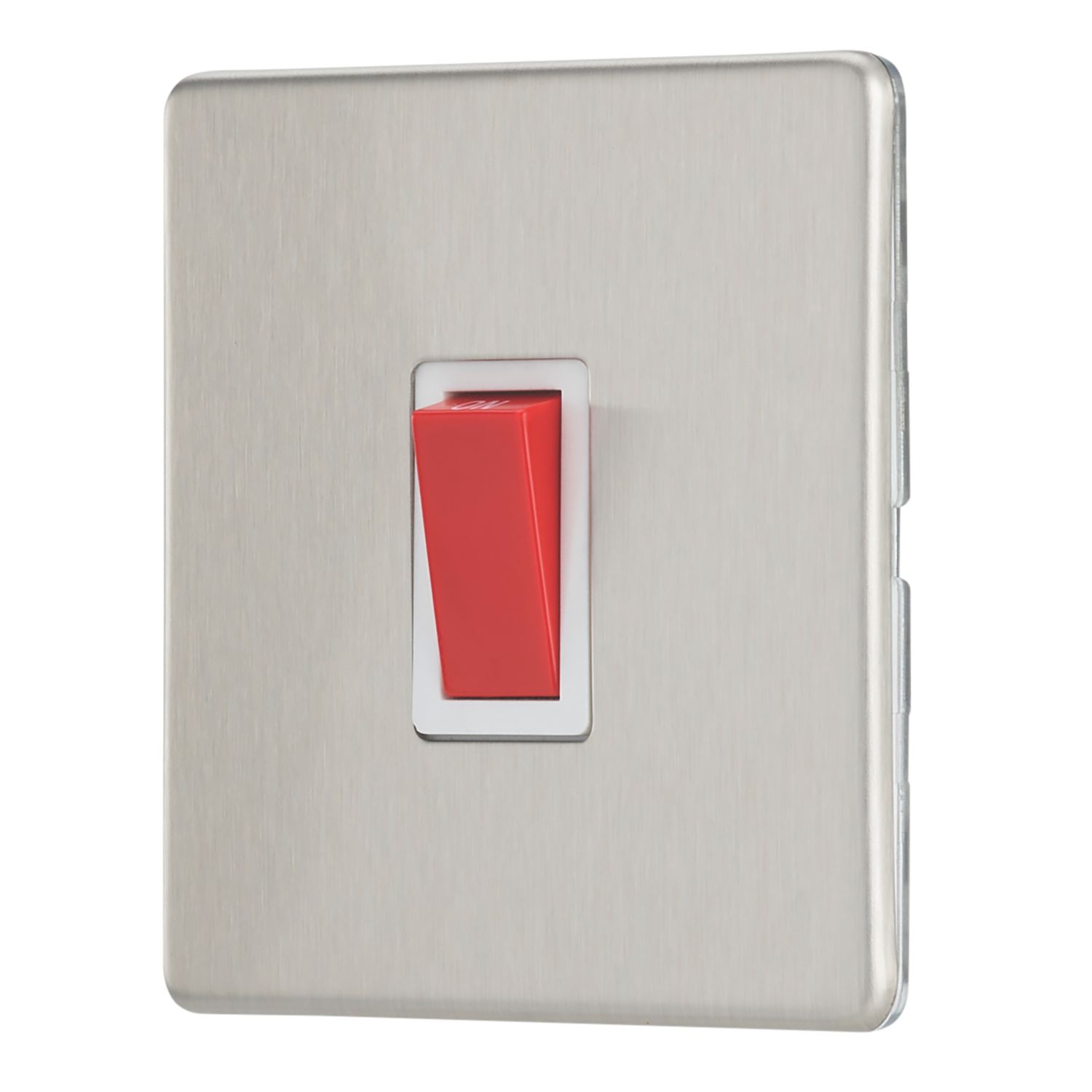 Contactum Lyric 32A 1-Gang DP Control Switch Brushed Steel with White Inserts (942RP)