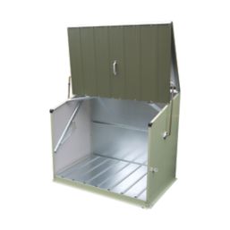 Trimetals Stowaway 4' 6" x 3' (Nominal) Pent Metal Tool Store with Base Olive / Moorland Green