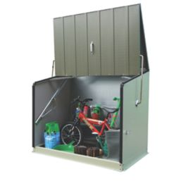 Trimetals Stowaway 4' 6" x 3' (Nominal) Pent Metal Tool Store with Base Olive/Moorland Green