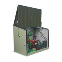 Trimetals Stowaway 4' 6" x 3' (Nominal) Pent Metal Tool Store with Base Olive/Moorland Green