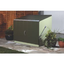 Trimetals Stowaway 4' 6" x 3' (Nominal) Pent Metal Tool Store with Base Olive/Moorland Green