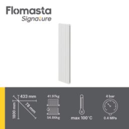 Flomasta  1800mm x 433mm 4756BTU White Vertical Designer Radiator