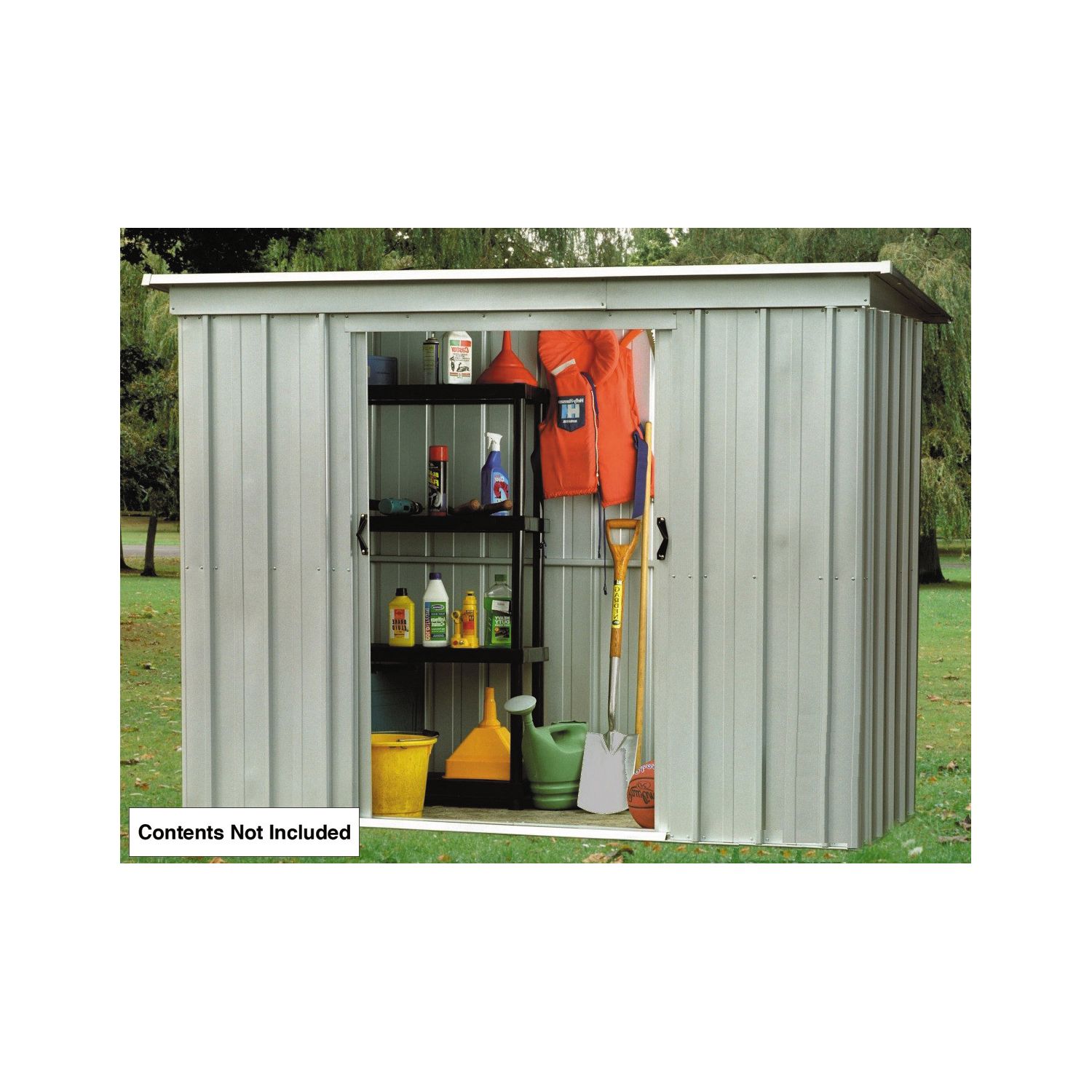 Yardmaster 7' 6" x 3' 6" (Nominal) Pent Metal Bike Store Silver (94367)