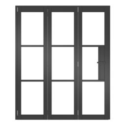 Green & Taylor Heritage 3-Door 1-Clear Light Primed Black Wooden Traditional Internal Bi-Fold Door 2060mm x 1674mm