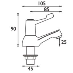 Bristan Lever Chrome 90mm Cloakroom Lever 2 Tap Holes Basin Pillar Tap