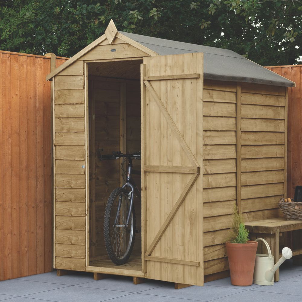forest 4' x 6' nominal apex overlap timber shed wooden