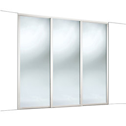 Spacepro  3-Door Sliding Wardrobe Door Kit White Frame Mirror Panel 2136mm x 2260mm