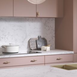 Wilsonart Omega Modern Tuscany Square Edge Matt White Marble Effect Laminate Breakfast Bar 4100mm x 900mm x 38mm