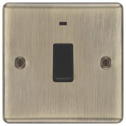 LAP  20A 1-Gang 2-Pole Water Heater Switch Antique Brass with LED with Black Inserts