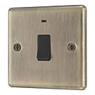 LAP  20A 1-Gang 2-Pole Water Heater Switch Antique Brass with LED with Black Inserts