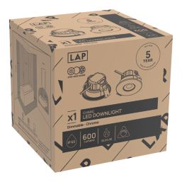 LAP Chaac Fixed  Fire Rated LED Downlight Polished Chrome 5.5W 600lm