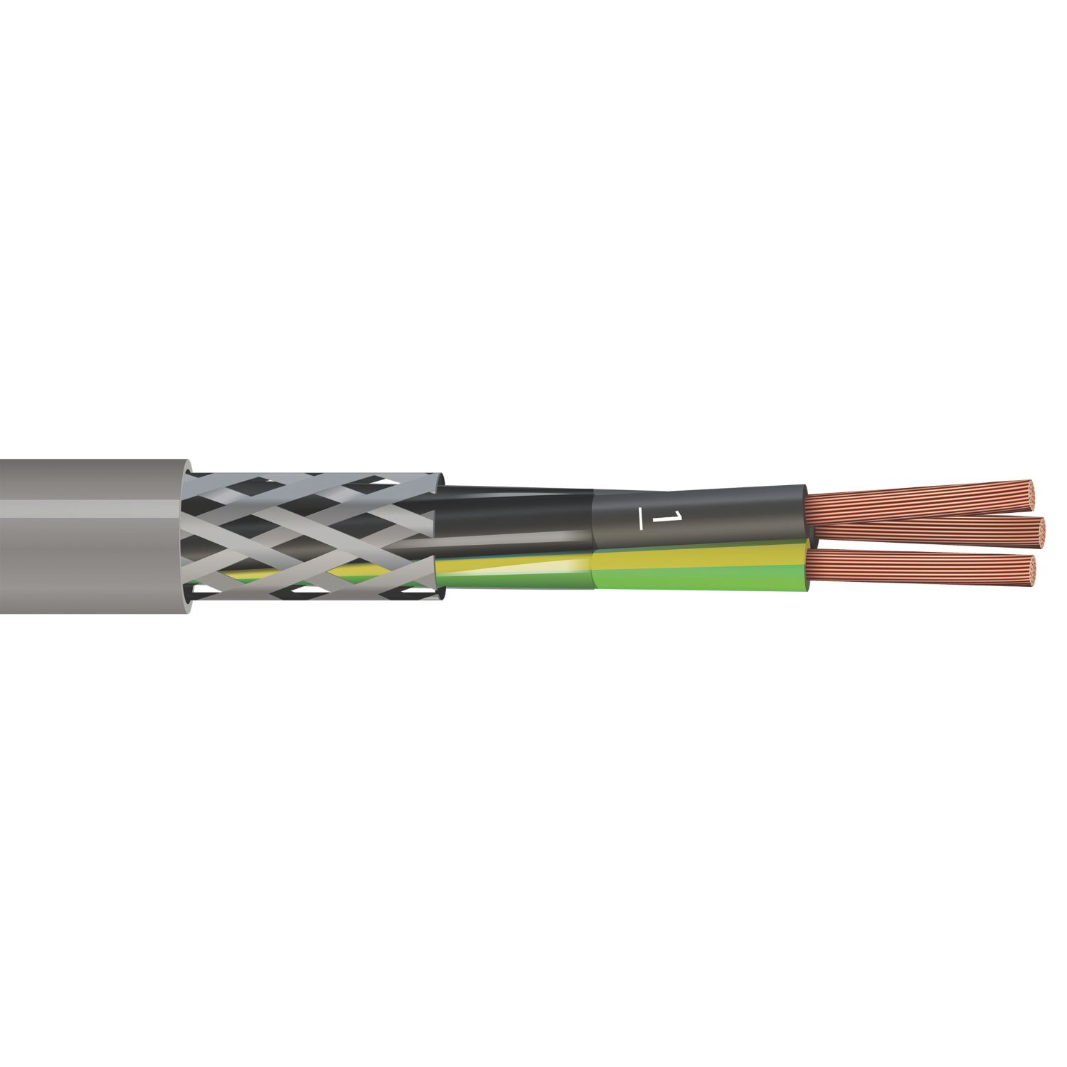 Time 3-Core CY Grey 1mm² Screened Control Cable 1m Coil (943RF)