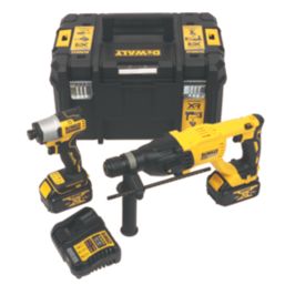 DeWalt DCK2099P2T GB 18V 2 x 5.0Ah Li Ion XR Brushless Cordless SDS Plus Drill Impact Driver Twin Pack Screwfix