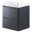 Wall-Hung Vanity Unit & Basin Matt Indigo 605mm x 460mm x 662mm