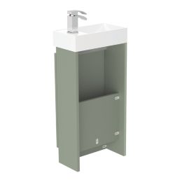 Newland  Single Door Floor Standing Vanity Unit with Basin Matt Sage Green 400mm x 220mm x 850mm