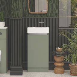 Newland  Single Door Floor Standing Vanity Unit with Basin Matt Sage Green 400mm x 220mm x 850mm