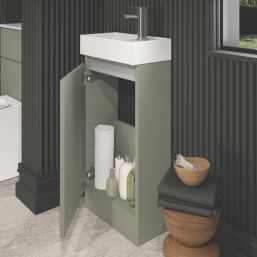 Newland  Single Door Floor Standing Vanity Unit with Basin Matt Sage Green 400mm x 220mm x 850mm