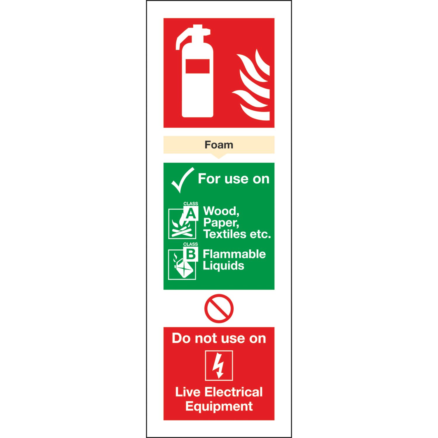 Essentials Non Photoluminescent Foam Extinguisher ID Signs 300mm x 100mm 100 Pack (94407)