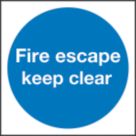 Non Photoluminescent "Fire Escape Keep Clear" Sign 100mm x 100mm