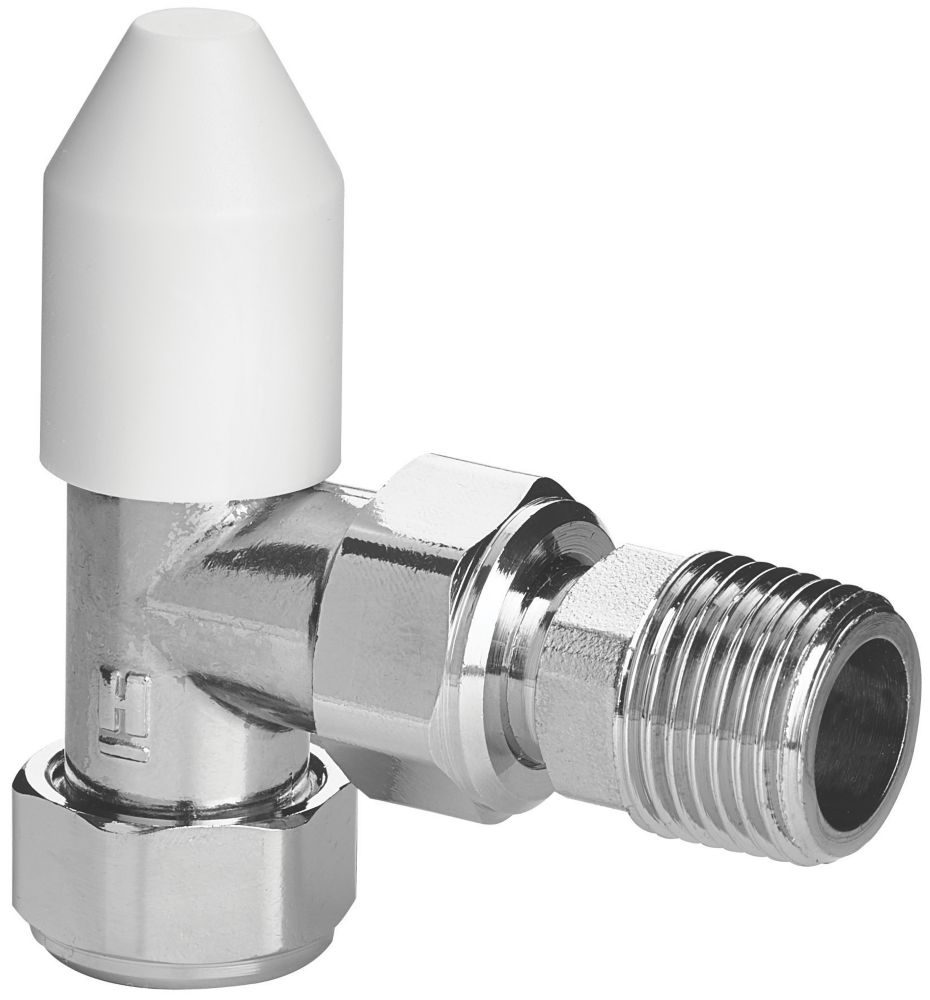 Honeywell Home Valencia White Angled Thermostatic TRV u0026 Lockshield 15mm x  1/2 - Screwfix