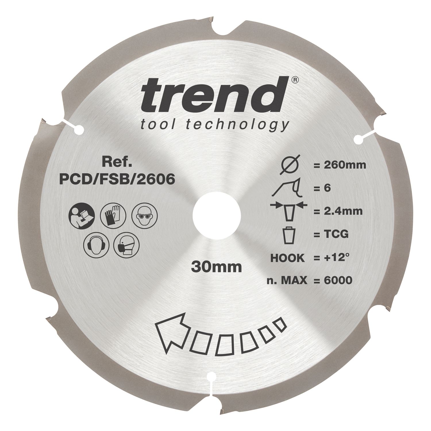 Trend PCD/FSB/2606 Multi-Material Circular Saw Blade 260mm x 30mm 6T (944EC)
