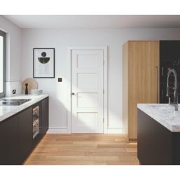Primed White Wooden 4-Panel Shaker Internal Door 2040mm x 726mm