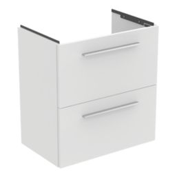 Ideal Standard i.life S Wall Hung Vanity Unit with Chrome Handles & Basin Matt White 610mm x 385mm x 665mm
