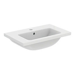 Ideal Standard i.life S Wall Hung Vanity Unit with Chrome Handles & Basin Gloss White 610mm x 385mm x 665mm