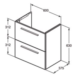 Ideal Standard i.life S Wall Hung Vanity Unit with Chrome Handles & Basin Matt White 610mm x 385mm x 665mm