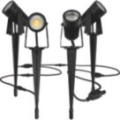 Luceco  Outdoor LED Garden Spike Lights Black 4 x 3W 4x200lm 4 Pack