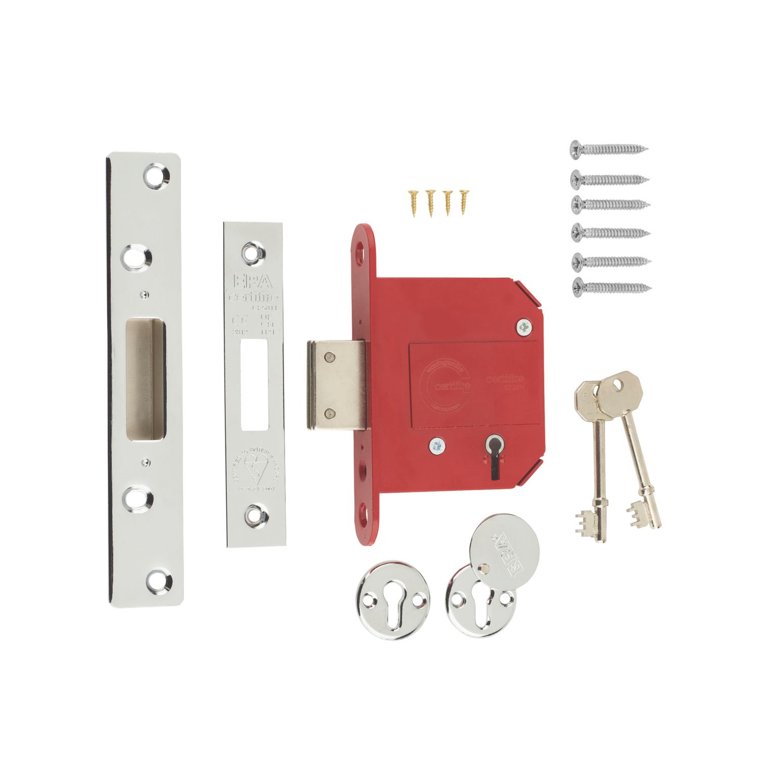 ERA Fire Rated 5 Lever Chrome Mortice Deadlock 76mm Case - 56mm Backset (944KR)