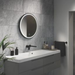 Sensio Frontier Round Illuminated Bathroom Mirror Black With 1681lm LED Light 800mm x 800mm