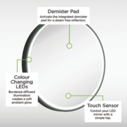 Sensio Frontier Round Illuminated Bathroom Mirror Black With 1681lm LED Light 800mm x 800mm