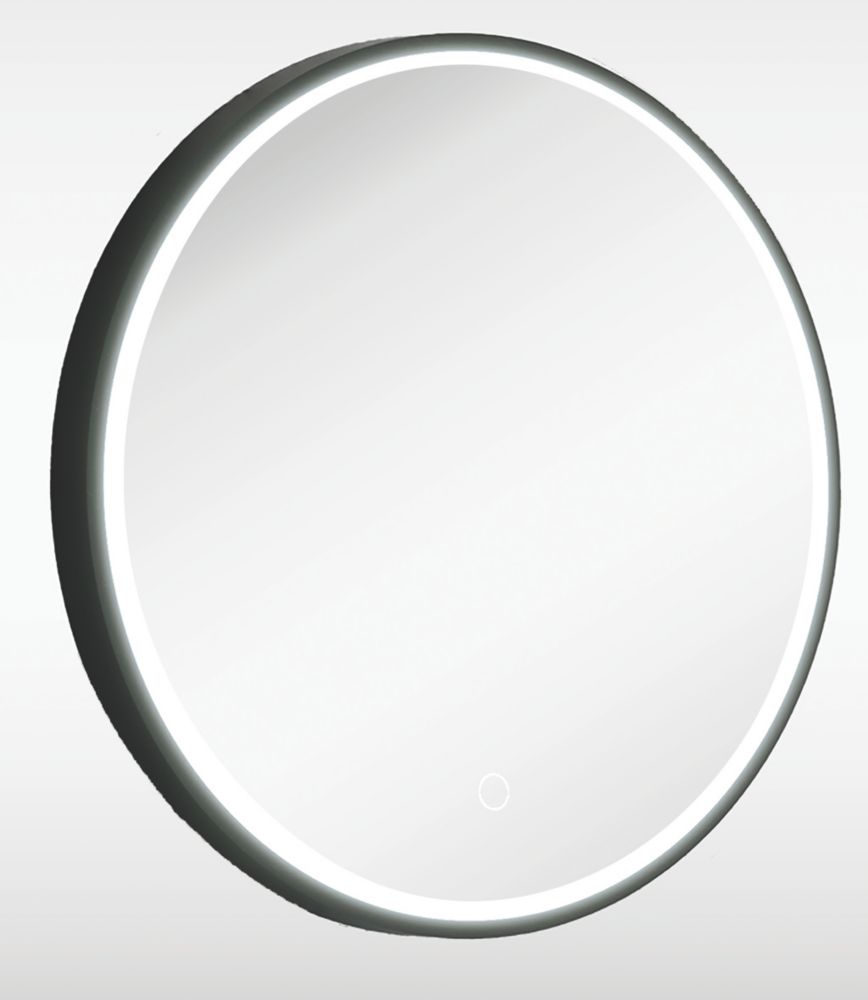 Sensio Frontier Round Illuminated Bathroom Mirror Black With 1681lm LED