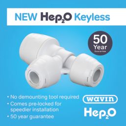 Hep2O  Plastic Push-Fit Reducing Keyless Tee 15mm x 10mm x 10mm