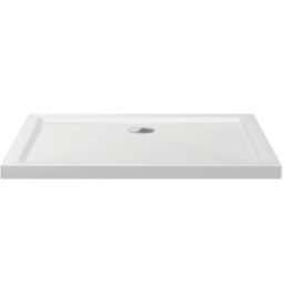Milan Rectangular Bathroom Shower Tray & Waste White Gloss 1000mm x 700mm x 40mm