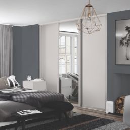 Spacepro Shaker 3-Door Sliding Wardrobe Door Kit Cashmere Frame Cashmere / Mirror Panel 2592mm x 2260mm