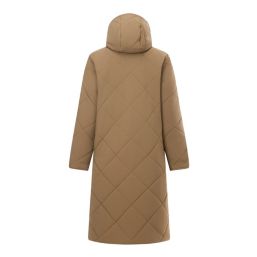 Regatta Elryse Womens Hooded Long Quilted Coat Bark Green(Wood Brown) - 0UK Size 18