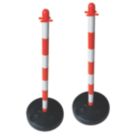 Essentials  Barrier Chain Support Posts & Bases Red & White 300mm 2 Pack