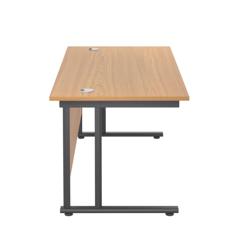 TC Group Aztec Twin Upright Rectangular Office Desk Nova Oak/Black