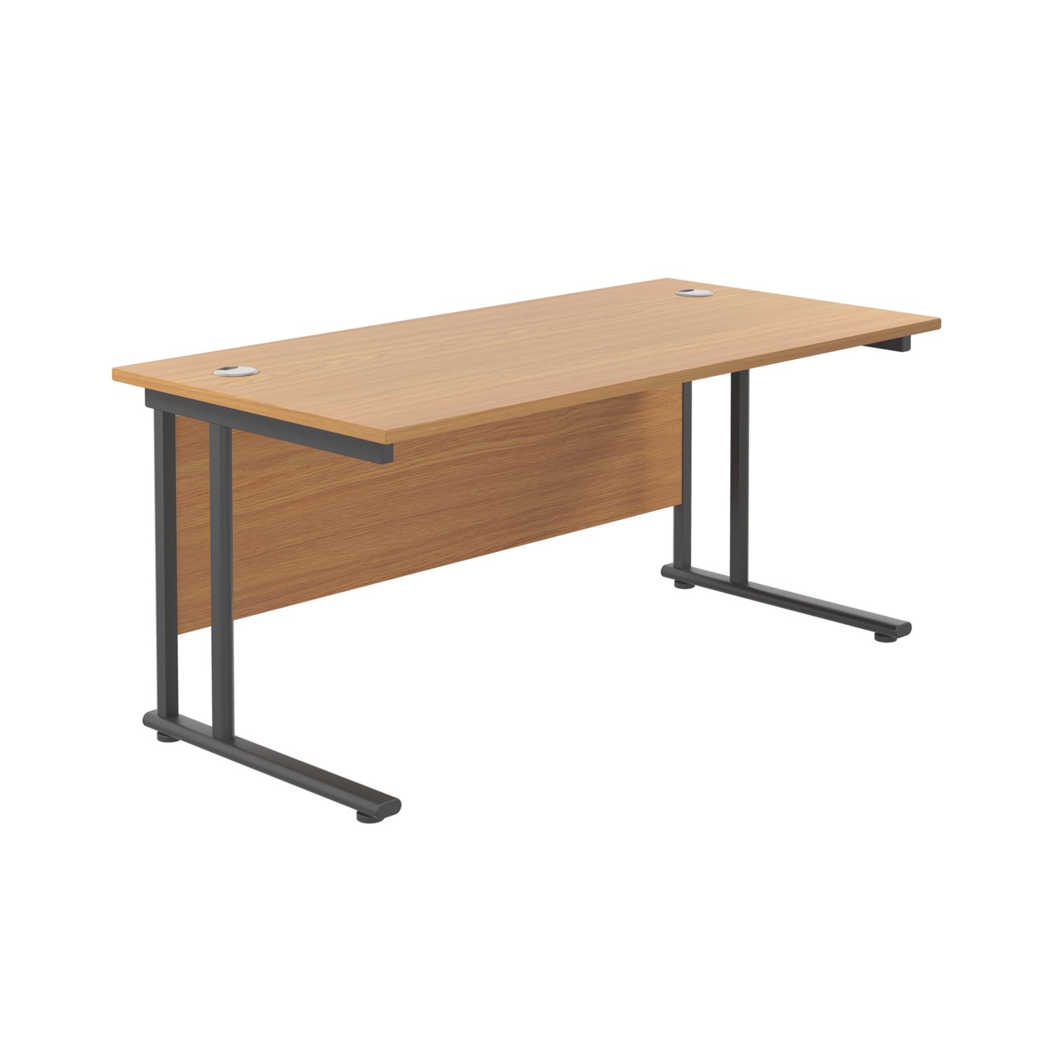 TC Group Aztec Twin Upright Rectangular Office Desk Nova Oak/Black 1800mm x 800mm (945TT)