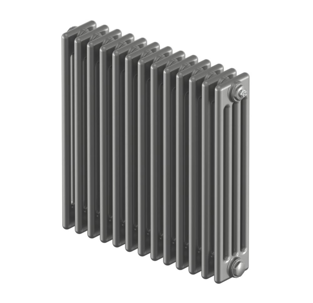 Acova 600mm x 628mm 3540BTU Silver Horizontal 4 Column Radiator Screwfix
