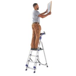 Werner Aluminium 1.45m 4 Step Platform Step Ladder With Handrail