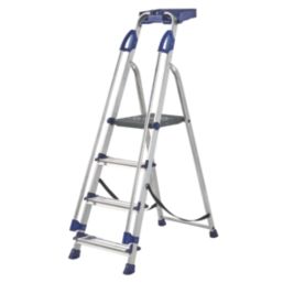 Werner Aluminium 1.45m 4 Step Platform Step Ladder With Handrail