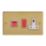 Varilight  45A 2-Gang 2-Pole Cooker Switch & 13A DP Switched Socket Polished Brass  with White Inserts