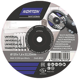 Norton  Multi-Material Cutting Disc 5" (125mm) x 1.6mm x 22.23mm 5 Pack