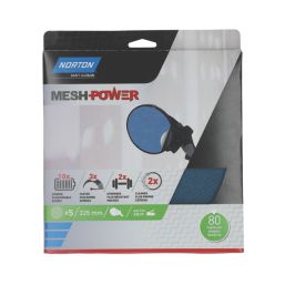 Norton   80 Grit Mesh Wood, Plaster, Plasterboard & Paint Sanding Discs 225mm 5 Pack