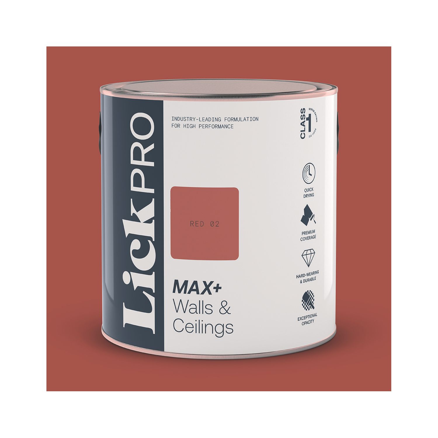 LickPro Max+ 2.5Ltr Red 02 Eggshell Emulsion Paint (946JY)