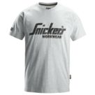 Snickers 2590 Logo Short Sleeve T-Shirt Grey Melange Small 36" Chest
